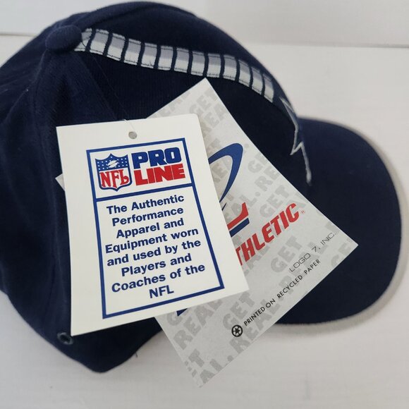 NWT VTG Dallas Cowboys Hat Cap Strap Back Blue NFL Logo Athletic Pro Line Stripe - Picture 6 of 8